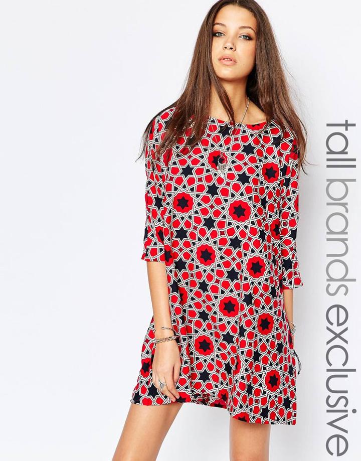 Noisy May Tall Star Print Shift Dress - Multi