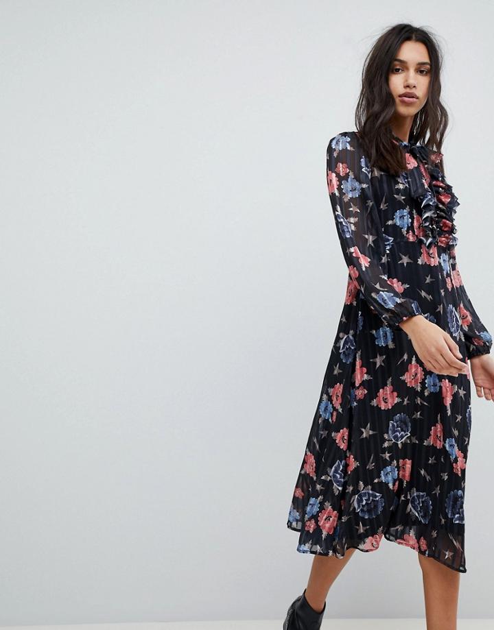 Lily And Lionel Stardust 70's Midi Dress-multi
