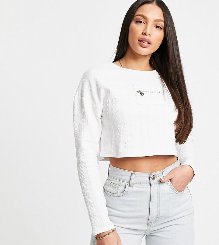 Parisian Tall Textured Sweater With Zip Detail In White