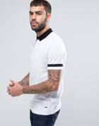 Hugo By Hugo Boss Dharp Polo Contrast Collar Slim Fit In White - White
