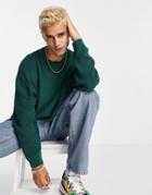 Asos Design Oversized Lightweight Ribbed Sweater In Green