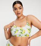Missguided Plus Bikini Top In Lemon Print-white