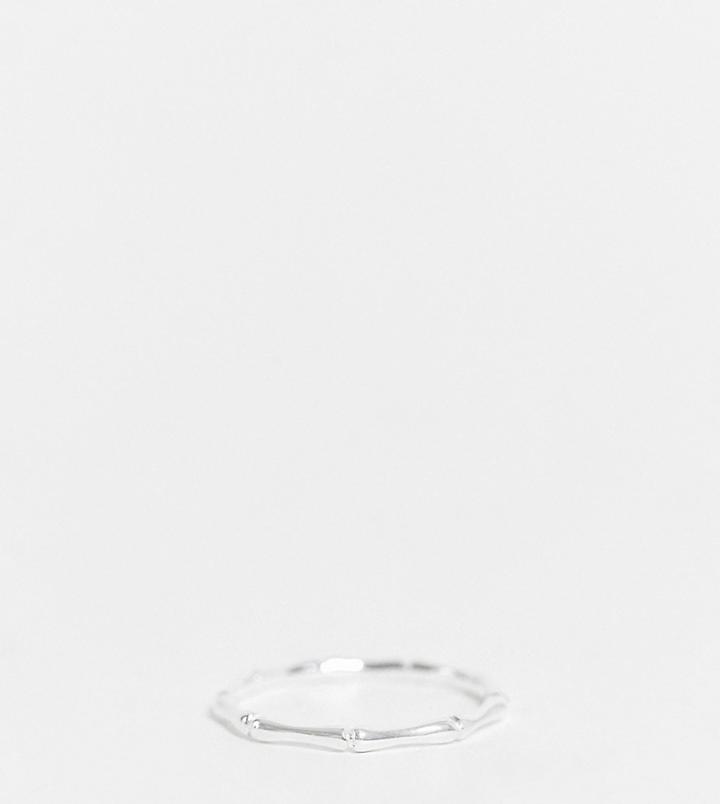 Asos Design Sterling Silver Ring In Fine Bamboo Design