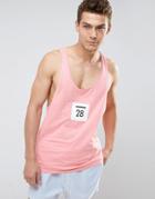 Asos Tank With Number Print And Extreme Racer Back - Pink