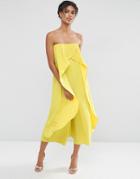 Asos Bandeau Jumpsuit With Ruffle Overlayer - Chartreuse