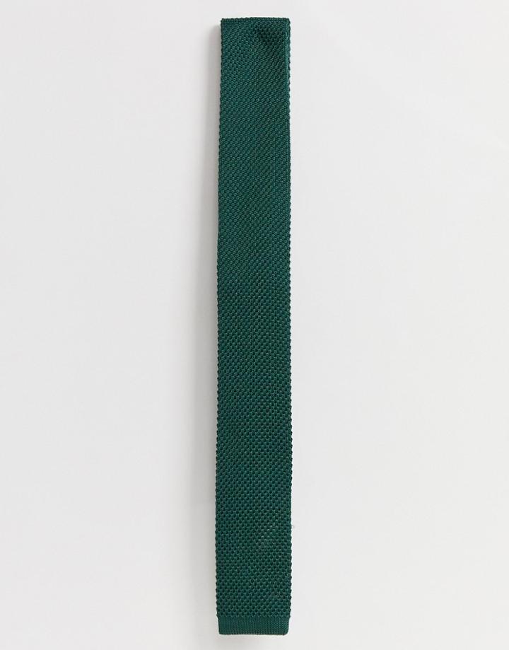 Selected Homme Knitted Tie In Green - Green
