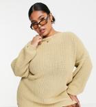 Glamorous Curve Scoop Back Sweater In Oatmeal-neutral
