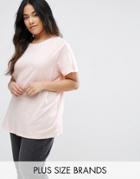 New Look Plus Pearl Detail T-shirt - Pink
