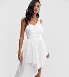 Asos Design Mini Prom Dress In Cotton Sateen - White