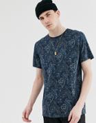 Pretty Green Paisley All Over Print T-shirt In Navy - Navy