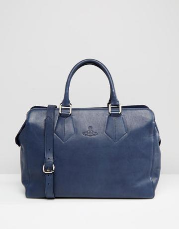 Vivienne Westwood Leather Weekender Carryall - Blue