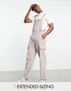 Asos Design Cord Overalls In Beige-neutral