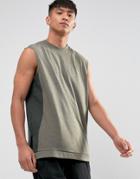 Asos Oversized Cut And Sew Tank - Green
