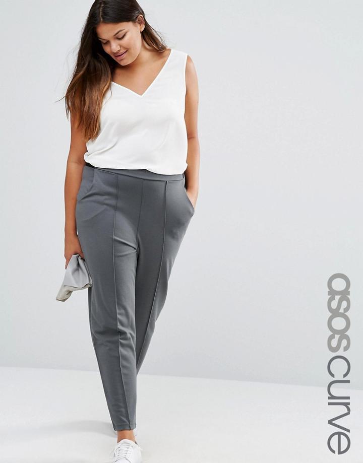 Asos Curve Pintuck Detail Peg Trouser - Gray