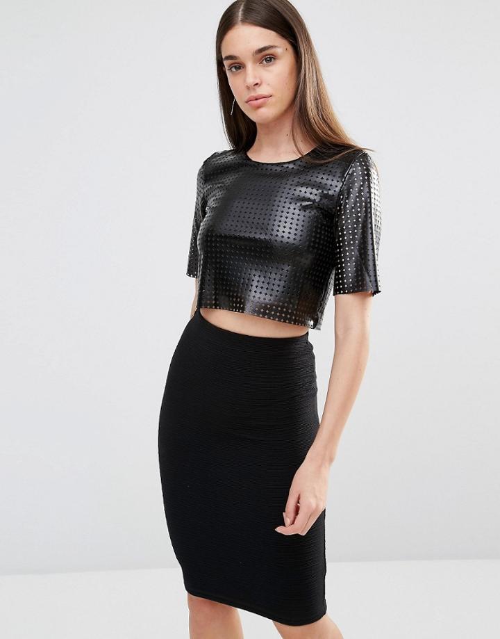 Tfnc Laser Cut Crop Top - Black