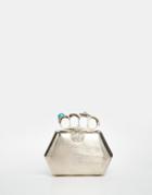 From St Xavier Exclusive Silver Clutch Bag With Turquoise Ring Detail - Silver