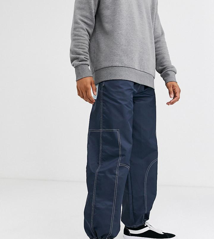 Noak Nylon Cargo Pants With Pullers-navy