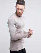 Asos Extreme Muscle Long Sleeve T-shirt In Gray - Brown