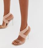Public Desire Exclusive Only Elastic Perspex Heeled Sandal In Beige - Beige