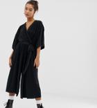 Another Reason Wide Leg Wrap Jumpsuit - Black