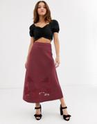 Asos Design Embroidered Full Scuba Midi Skirt