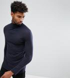 Asos Tall Long Sleeve Roll Neck T-shirt - Blue