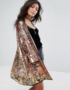 Ragyard Festival Pink And Gold Sequin Kimono - Pink