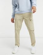 Topman Tapered Cargo Pants In Stone-neutral