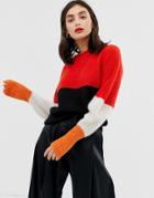 In Wear Vixen Mohair Wool Blend Color Block Sweater - Red