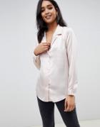 Asos Design Relaxed Satin Long Sleeve Shirt - Pink