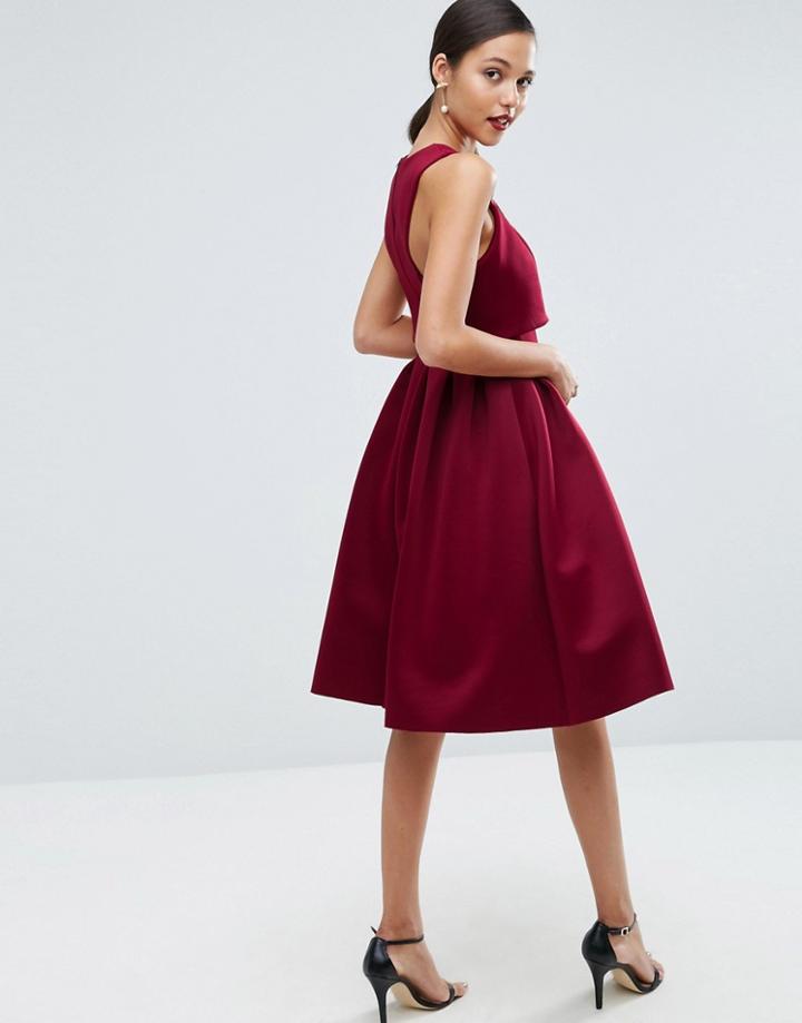Asos Debutante Crop Top Midi Scuba Dress - Pink
