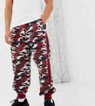 D-antidote Joggers In Red Camo With Side Stripe - Red
