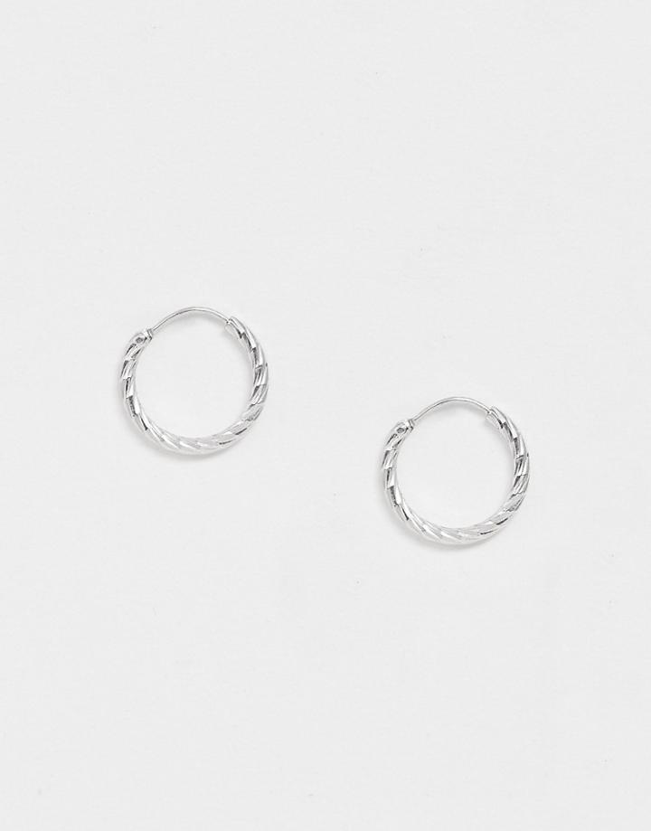 Wftw Textured Hoop Earrings In Silver