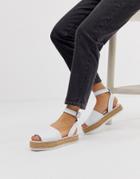 Asos Design Jacoba Leather Flatform Espadrilles - White