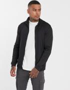 Asos Design Track Jacket In Black Poly Tricot