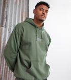 Reclaimed Vintage Inspired Logo Hoodie In Khaki Overdye-green