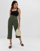 Miss Selfridge High Waisted Khaki Pants - Green