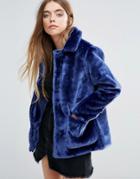 First & I Faux Fur Jacket - Blue