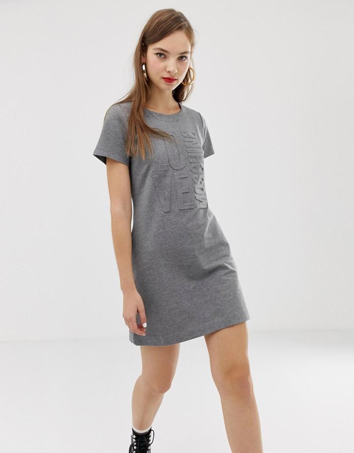 Love Moschino Raised Logo T-shirt Dress - Gray