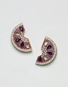 Asos Design Jewel Watermelon Slice Earrings - Multi
