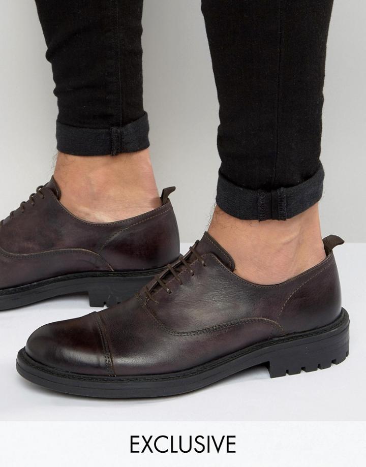 Walk London Manor Oxford Toe Cap Shoes - Black