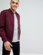 New Look Cotton Bomber Jacket In Burgundy - Red