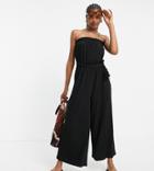 Asos Design Tall Bandeau Rope Tie Jumpsuit In Black