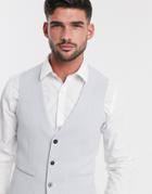 Asos Design Wedding Super Skinny Oxford Vest In Ice Gray