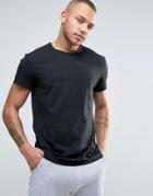Esprit Crew Neck T-shirt With Raw Edges In Black - Black