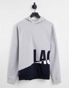Lacoste Large Croc Logo Lounge Hoodie In Gray