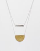 Made Two Tone Double Drop Necklace - Gold