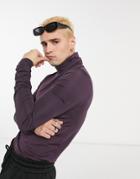 Asos Design Long Sleeve T-shirt In Purple Viscose With Roll Neck