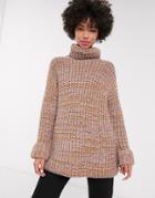 Monki Ribbed Roll Neck Sweater In Multi