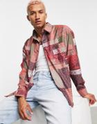 Mennace Long Sleeve Shirt Set In Multicoloured Patchwork Print